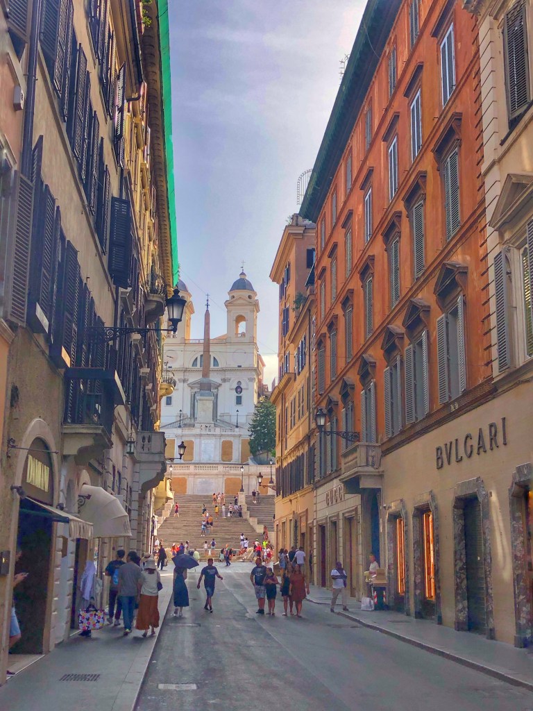 The laneway in Rome looking through to the Spanish Steps